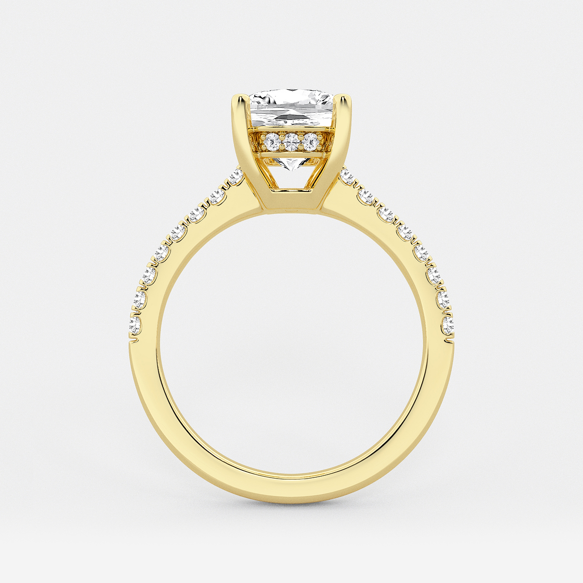 Additional Image 1 for  3 1/3 ctw Elongated Cushion Lab Grown Diamond Hidden Halo Engagement Ring